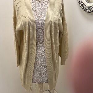 Acevog Women's Beige Open-Front Cardigan